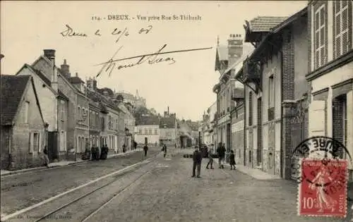 Ak Dreux Eure et Loir, vue prise Rue St-Thibault