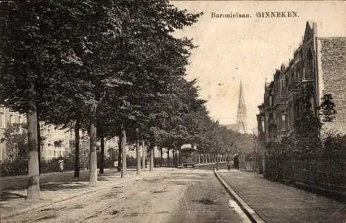 Ak Ginneken Breda Nordbrabant Niederlande, Baronielaan, Pferdebahn