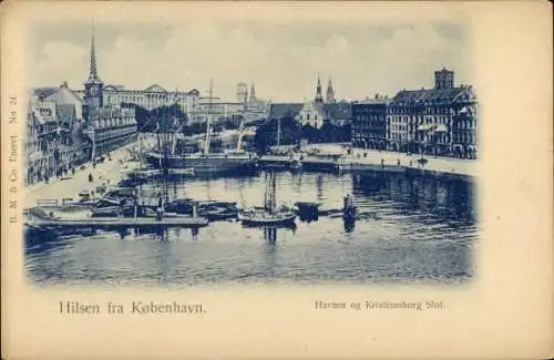 Ak Kjøbenhavn København Kopenhagen Dänemark, Hafen, Schloss