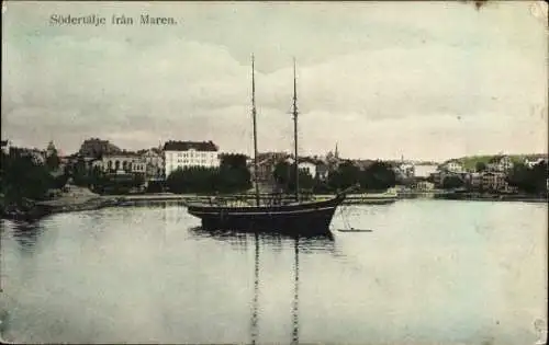 Ak Södertälje Schweden, fran Maren Segelboot auf dem Wasser