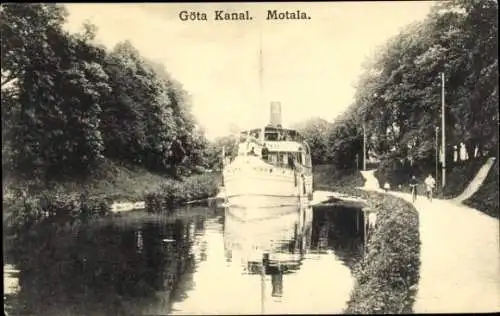 Ak Motala Schweden, Dampfer auf dem Göta Kanal