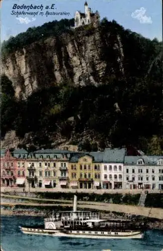 Ak Podmokly Bodenbach Děčín Tetschen an der Elbe Region Aussig, Schäferwand mit Restaurant