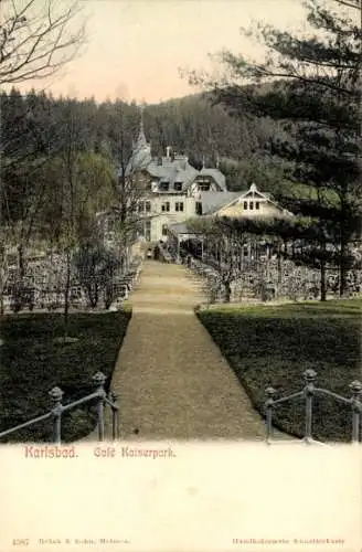 Ak Karlovy Vary Karlsbad Stadt, Café Kaiserpark