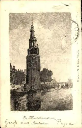 Künstler Ak Amsterdam Nordholland Niederlande, The Montelbaanstoren