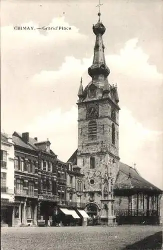 Ak Chimay Wallonien Hennegau, Kirche am Hauptplatz