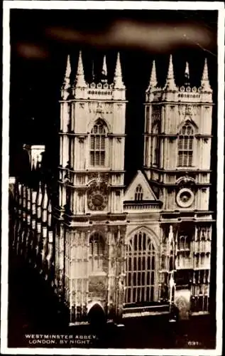 AK City of Westminster, London, England, Westminster Abbey bei Nacht