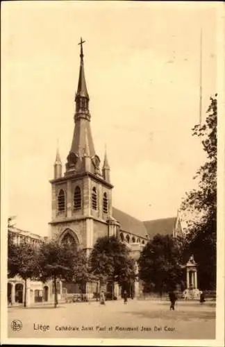 Ak Lüttich Lüttich Wallonien, St-Paul-Kathedrale, Jean-Del-Cour-Denkmal