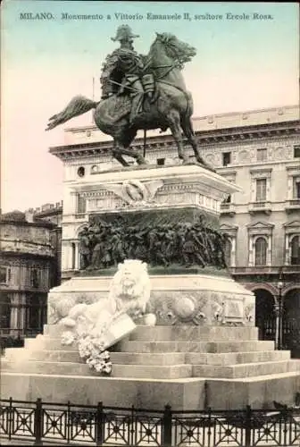 Ak Milano Mailand Lombardia, Monumento a Vittorio Emanuele II