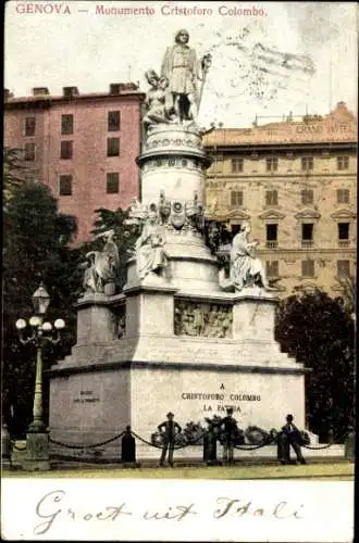 Ak Genova Genua Liguria, Monumento Cristoforo Colombo