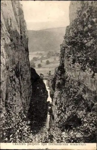 Ak Poganovo Serbien, Kloster Poganovo, Schlucht