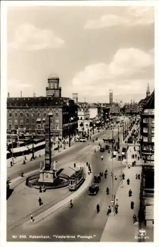 Ak København Kopenhagen Dänemark, Vesterbros Passage, Straßenbahn