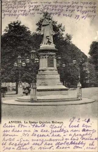 Ak Antwerpen Antwerpen Flandern, Statue Quintes Matseys