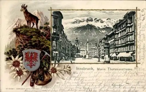 Passepartout Wappen Ak Innsbruck in Tirol, Maria Theresienstraße