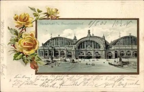 Präge Passepartout Litho Frankfurt am Main, Hauptbahnhof, Straßenseite