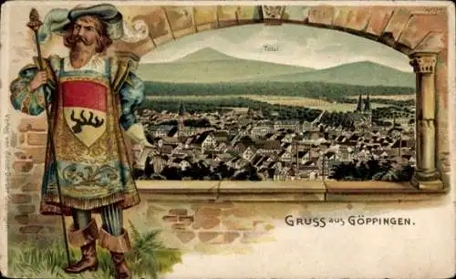 Präge Passepartout Litho Göppingen in Württemberg, Gesamtansicht