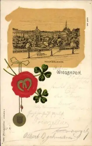 Präge Litho Wiesbaden in Hessen, Kochbrunnen, Siegel