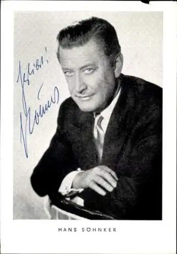 Ak Schauspieler Hans Söhnker, Portrait, Männer im gefährlichen Alter, Autogramm