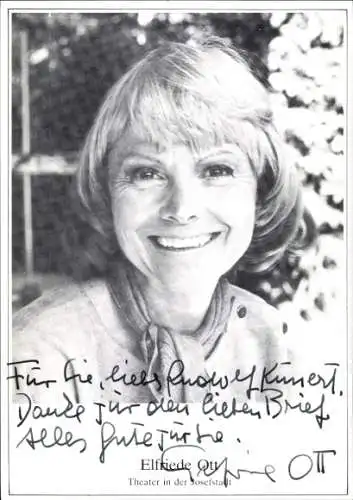 Ak Schauspielerin Elfriede Ott, Portrait, Autogramm