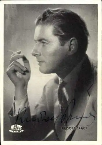 Ak Schauspieler Rudolf Prack, Portrait, Zigarette, Autogramm