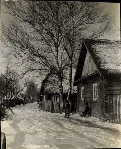 Foto Nowoprutz bei Lida Weißrussland, Dorf-Eingang, Winter