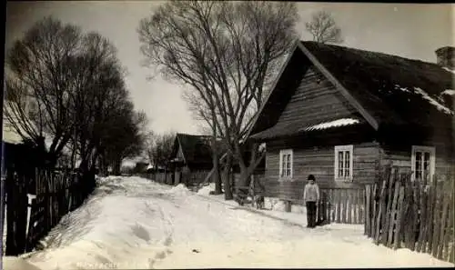 Foto Nowoprutz bei Lida Weißrussland, Teilansicht Straßenpartie im Winter