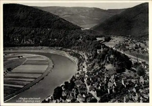 Ak Neckarsteinach in Hessen, Neckarsteinach vom Flugzeug aus