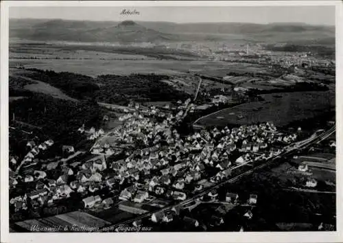 Ak Reutlingen in Württemberg, Burg Achalm, Achalm, Wannweil, Reutlingen vom Flugzeug aus