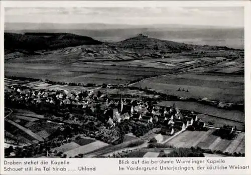 Ak Unterjesingen Tübingen am Neckar, Blick auf die Wurmlinger Kapelle, dahinter Unterjesingen