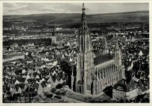 Ak Ulm an der Donau, Münster, Fliegeraufnahme