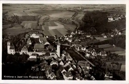 Ak Kirchberg an der Jagst in Baden Württemberg, Fliegeraufnahme mit Schloss