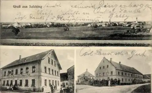 Ak Salching Niederbayern, Panorama, Ansichten des Ortes