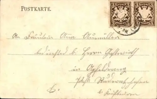 Ak Amberg in Schwaben, Pfarrhof, Schule, Mühle, Gasthof zum deutschen Kaiser, Totale
