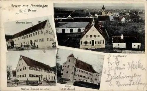 Ak Bächingen an der Brenz Schwaben, Gasthof, Brauerei, Schloss, Totale