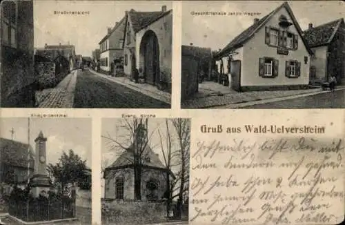 Ak Waldülversheim Wald Uelversheim in Rheinhessen, Geschäft, Kirche, Kriegerdenkmal