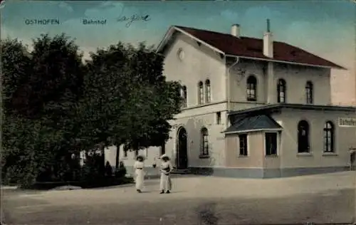 Ak Osthofen in Rheinhessen, Bahnhof