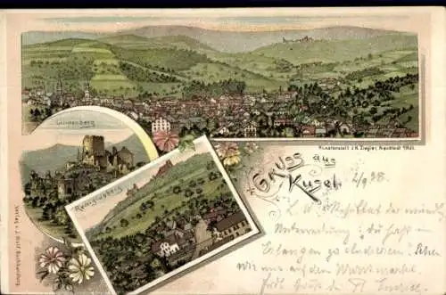 Litho Kusel in der Pfalz, Remigiusburg, Lichtenberg