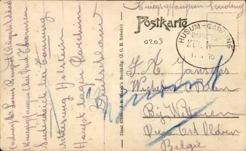 Ak Tönning an der Eider Nordfriesland, Hafen, Schiff