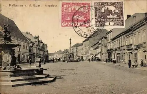 Ak Sokolov Falkenau an der Eger Region Karlsbad, Ringplatz