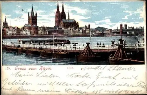 Ak Köln am Rhein, Dom, Schiffbrücke