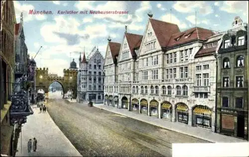 Ak München Bayern, Karlstor, Neuhauserstraße