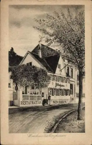 Künstler Ak Königswinter am Rhein, Weinhaus Bellinghausen, Straßenpartie