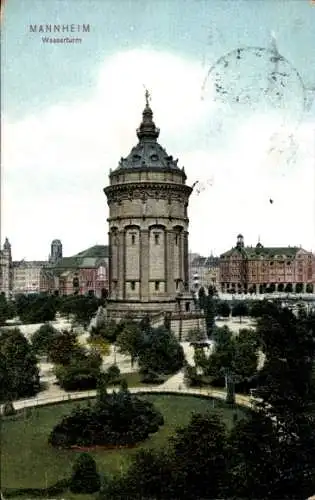 Ak Mannheim Neckar, Blick auf den Wasserturm und Umgebung