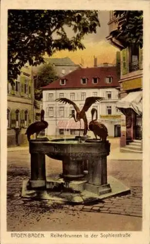 Ak Baden Baden, Reiherbrunnen in der Sophienstraße