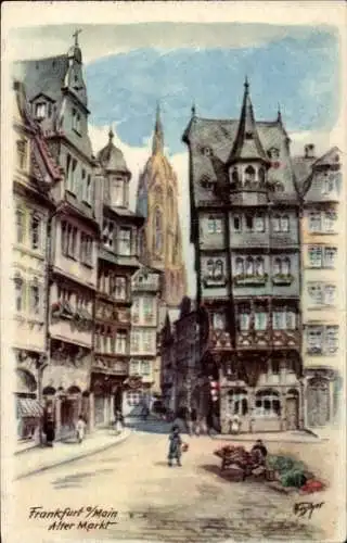 Künstler Ak Fischer, Frankfurt Main, Blick auf den alten Markt