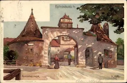 Künstler Ak Mutter, K., Rothenburg ob der Tauber, Ansicht vom Roedertor