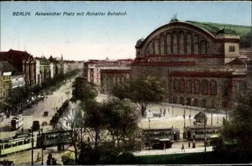 Ak Berlin Kreuzberg, Askanischer Platz mit Anhalter Bahnhof