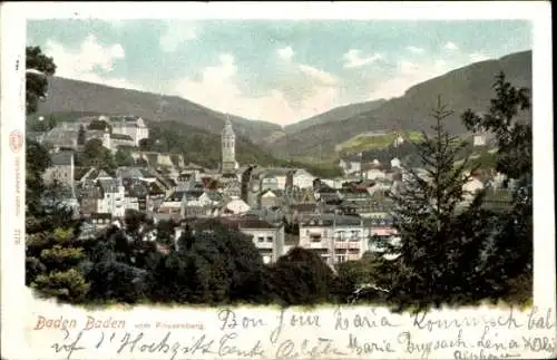 Ak Baden Baden am Schwarzwald, Totalansicht, Blick vom Fliesenberg