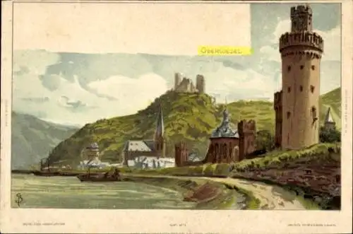 Künstler Litho Biese, C., Oberwesel am Rhein, Gesamtansicht