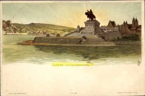 Künstler Litho Koblenz am Rhein, Kaiserdenkmal