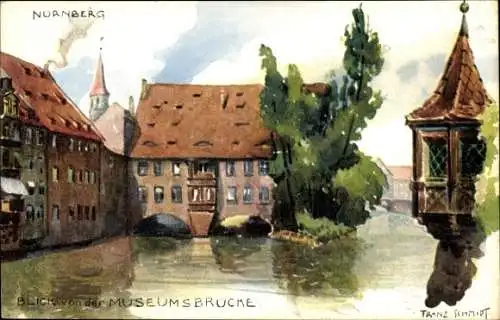 Künstler Ak Schmidt, Franz, Nürnberg in Mittelfranken, Blick von der Museumsbrücke